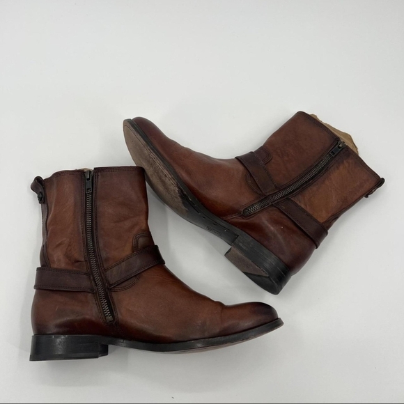 Frye Brown Leather Harness Boots Moto Western Riding  Boots Women's Size 10 - Picture 7 of 10